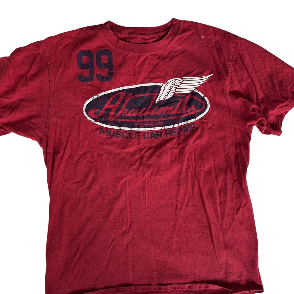 Akademiks Shirt Mens Large Red Graphic Tee Hip Hop Streetwear Oversized